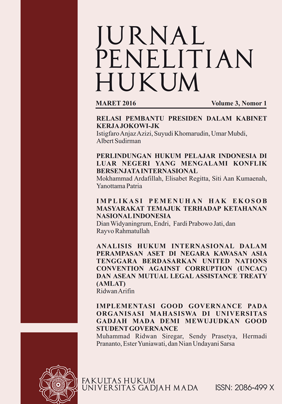 Jurnal Penelitian Hukum Fakultas Hukum Universitas Gadjah Mada Sistem penulisannya tidak berbeda.